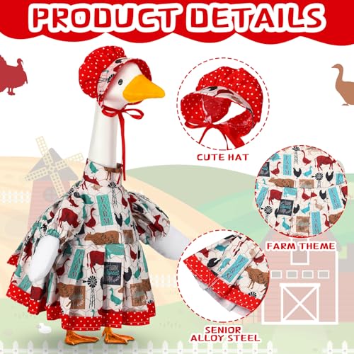 Abbylike Farmhouse Porch Goose Outfit 23 Inch Country style Porch Geese Clothes Costume with Hat for Cement or Plastic Duck Lawn Yard Patio Outdoor Summer Decoration - style: Farmhouse