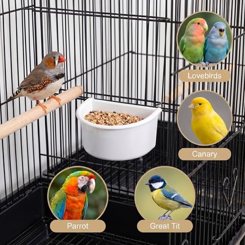 4 Pcs Bird Feeder Hanging Cups Water Food Dispenser Plastic Bird Food Bowls Birds Cage Feeder Universal for Parrots Small Birds Parakeets