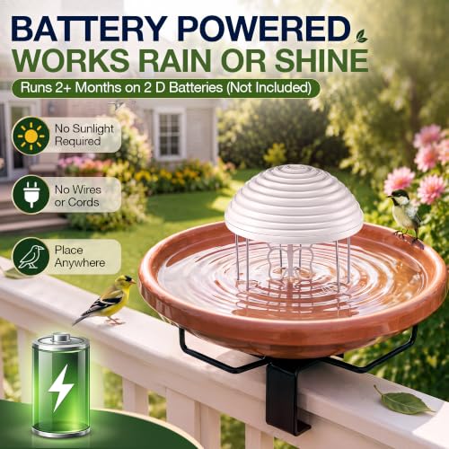 Bird Bath Water Agitator with 2 Round 99.99% Pure Copper Disk, Battery Powered Bird Bath Circulator, Quiet Waterproof Mover Keeps Water Fresh for All Season Use (Butterfly Paddle) - style: Butterfly Paddle