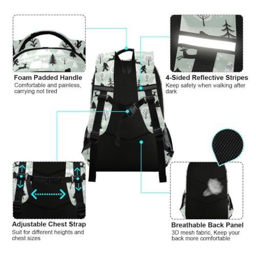 Kids Bigfoot Backpack for Boys Girls School Bags | Elementary Middle, Travel Daypack Lightweight Waterproof with Reflective Strip - color: Bigfoot