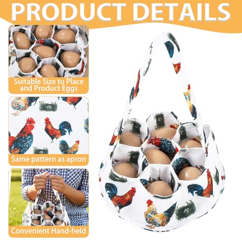 Egg Collecting Apron and Basket, 12 Pouches Chicken Egg Apron, 7 Pouches Chicken Eggs Basket, Collector Chicken Eggs - color: Grass-nest Chicken, Half-body