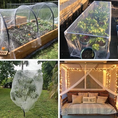 Rohuis Garden Netting Pest Barrier, 10x50 FT Ultra Fine Mesh Insect Netting | Plant Row Cover for Raised Beds, Vegetables, Blueberry Bushes and Fruit Trees,Use for Greenhouse,Seedlings,Porch and Balcony