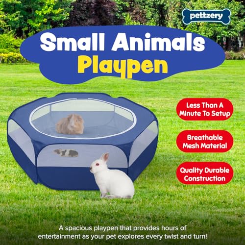 Small Animal Playpen with Zippered Top, Portable Waterproof Pet Cage (47"x23") for Kitten, Bunny, Guinea Pig, Hamster, Chicken Brooder, Indoor & Outdoor Exercise Pen, Foldable Design (Navy) - color: Navy