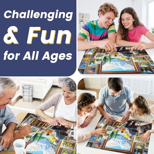 Puzzles for Adults 1000 Pieces,Painting Room Jigsaw Puzzles 1000 Pieces | Grandfather Grandson Puzzle for Adults Unique 1000 Piece Scenery Puzzles Fun Relax Puzzle Challenging Family Game Gift - style: Painting
