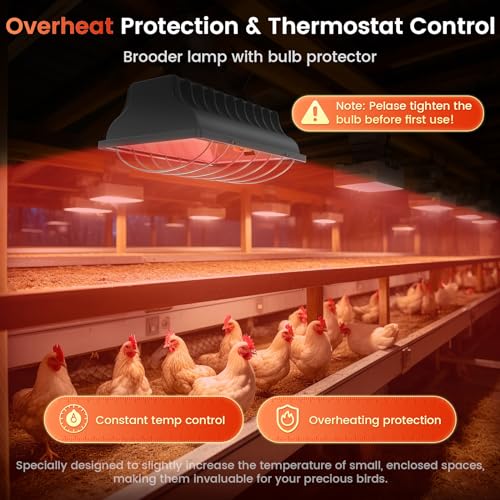 300W Bulb Repalcement -Heater for 30 Chicks Or Ducklings,Adjustable Temp for Livestock Brooder Box Supplies