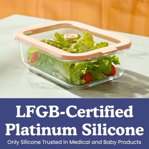 Non-Toxic Glass Food Containers with Lids, 4-Pack, 35 oz, Airtight, Gray | Plastic & BPA free. Glass body, glass lid & platinum silicone seal. Airtight & leakproof. Freezer & microwave safe. - color: Gray, size: 35 Oz
