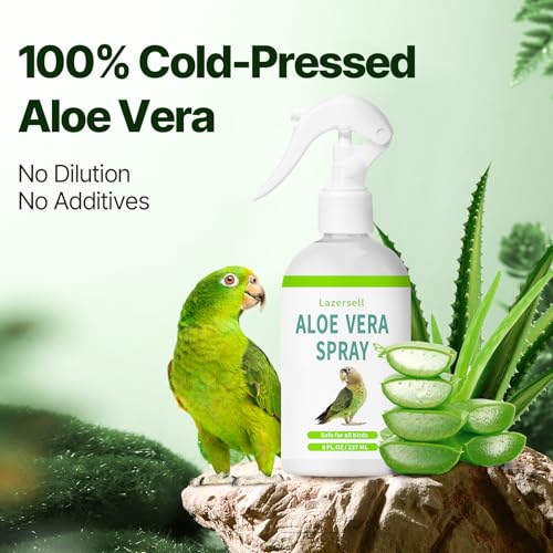 Aloe Vera Bird Spray for Birds - Bird Safe Moisturizing Mist Skin Soothing & Hydrating Mist Conditions Feathers, Gentle for Daily Use - Birds Fine-Mist Application Odor-Free Pure Cold-Pressed Aloe
