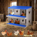 Chicken Nesting Box, 6 Compartment Galvanized Steel Chicken Laying Boxes, Heavy Duty Rustproof Chicken Coop with Easy Egg Collection for Backyard Farms - Wall Mountable, Blue - color: blue