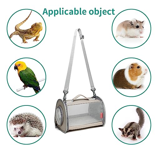Guinea Pig Carrier Travel Small Animal Carrier Bag Lizard Bird Rabbit Carrier Cage Squirrel Breathable Bag Portable Travel Hamster Small Pet Hangbag (Small, Khaki) - color: khaki, size: Small