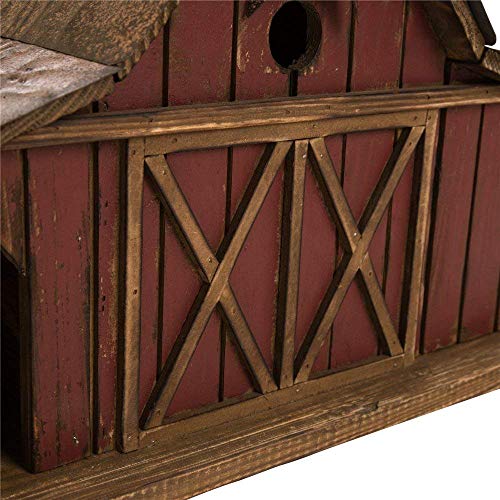 Glitzhome Bird Houses for Outdoors, 20.67" H Rustic Wooden Bird House Barn Design Hand Painted Birdhouse Extra-Large Bird Houses for Outsides - color: Washed Red