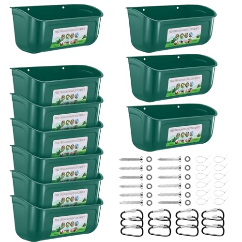 Chicken Feeder Waterer, 10 Pack Duck Feeder Supplies, Hanging Fence Feed Trough with Clips for Goat, Sheeple, Piglet, Gooses, Turkeys, Dog Livestock Poultry,Green - color: 10 pack Green