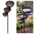 Hicarer 1 Pack 3 Bowl Stainless Steel Rain Catcher Garden Stake, Rust Proof Bird Bath Plant Support Water Stand Rain Collector for Garden Bee Butterfly Bird Feeder Outdoor Decor (3.9",3.1",2.3")