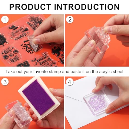 Whaline 5 Sheets Halloween Clear Stamps Gnome Pumpkin Spider Silicone Transparent Stamps Trick or Treat Border Stamp Cards for DIY Card Making Scrapbooking Embossing Album Decor - style: Halloween