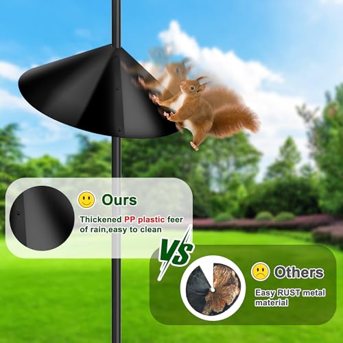 Squirrel Baffles for Protecting Outdoor Bird Feeder Pole and Bird Houses, Pole Mount Squirrel Proof Guard Stopper for Bird Pole-(Black, 16 inch,2 Packs) - size: 16IN-2Set
