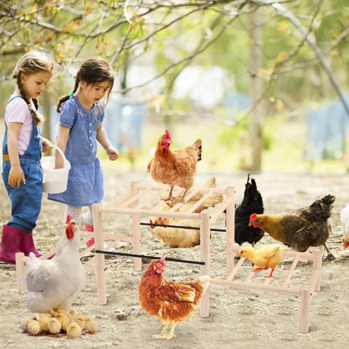 Chicken Perch, Natural Beech Wood Roosting Ladder for Poultry | Chick Perch for Strong Wooden Roosting Bar, for Poultry, Jungle Gym & Toys