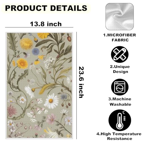 2 Pcs Vintage Flower Butterfly Kitchen Towels Decorative Hand Towels | Absorbent Soft Microfiber Towels for Bathroom, Kitchen, Housewarming Gifts for Women, Mom, Dish Cloths - color: Multi 1219