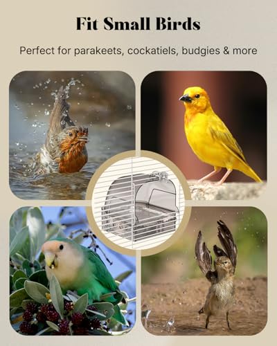 Pawfly Bird Bath for Cage, Parakeet Bath, Parakeet Bird Bath, Bird Cage Bath for Feeding & Resting, Acrylic Bathtub Box for Parrot, Cockatiel, Budgie, Canary Lovebird & Finch