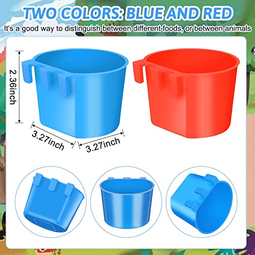 100 Pcs Cage Cups Chicken Feeder Cup 8 oz Hanging Bird Food Water Bowl Coop Bunny Cage Feeding Dish Game Fowl Supply for Poultry Pet Parrot Parakeet Rabbit Parakeet Pigeon(Red, Blue) - color: Red, Blue