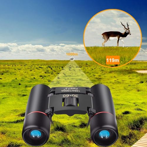 Small Compact Binoculars for Adults Kids, 30x60 Mini Binocular for Traveling Sightseeing Birds Watching, Night Vision Binoculars for Concert Theater Opera,Lightweight Pocket Folding