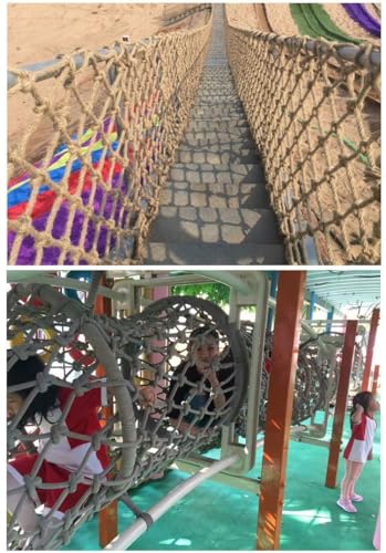 Safety Anti-Fall Fence Net for Children Pet Cat,Cargo Net Climbing Rope,Playground Woven Rope Net, Truck Trailer Netting, Treehouse Hammock Rope (Jute, 0.5Mx5M(1.64FTx16.40FT)) - size: 0.5Mx5M(1.64FTx16.40FT)