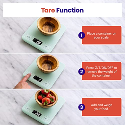 Etekcity Food Kitchen Scale, Digital Grams and Ounces, Medium | Tare function, ideal for baking, weight loss, keto, meal prep, packages, liquids and jewelry, Green - color: Mint Green