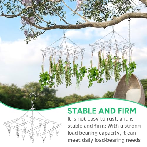 4 Pcs Hanging Drying Rack for Herb Macrame Flower with Stainless Clip Dryer Hook for Drying Herb Air Plants Spices Flower Hydroponic Plant Ready to Use with Ceiling Hook(Rectangle) - style: Rectangle