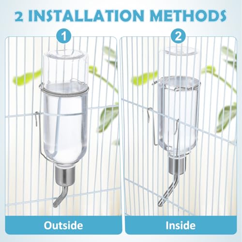 Angoily Hanging Water Bottle 2.75Oz Automatic Pet Water Dispenser for Small Animals Rabbit Cat Bird Portable Feeder with Durable Hangers for Cage Travel