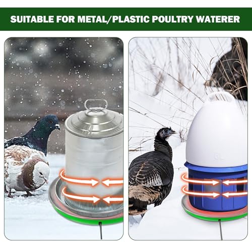 Heated Chicken Waterer Heater Base Poultry Water Heated Base for Plastic/Metal Poultry Pigeon Drinker Waterer Founts Winter Chicken Coop Accessories 45W 110V-250V