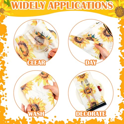 Oudain 6 Pcs Sunflower Kitchen Towels Summer Sunflower Floral Hand Dish Towels Absorbent Fast Drying Hand Tea Vintage Hanging Reusable Cleaning Dishcloths for Cooking Farmhouse Bathroom Accessory - color: Sunflower