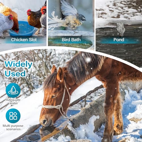 500W Pond Heater Submergible De-icer Cast Aluminum Chicken Water Heater,Stock Tank Heater for Livestock/Horse/Fish/Bird Bath Winter Outdoor, 10ft (500W)