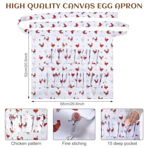 15 Pouches Chicken Egg Apron 7 Pouch Chicken Egg Basket | Women Apron For Collecting Fruit Duck And Goose Eggs Storage Bag For Christmas Autumn Gift Home Farms Decor Sturdy Canvas - style: Cute