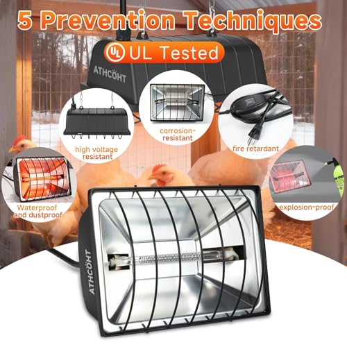 300W 2Mode Heat Lamp for Chickens,Brooder Heater 12000H Carbon Fiber Bulbs, 4PCs Heat Lamp Tubes, Adjustable Temp & Height, Waterproof Chicken Coop Heat Plate, UL-Certified Heater for Poultry, Pets - size: Regular(2 Frame + 4 Tubes)