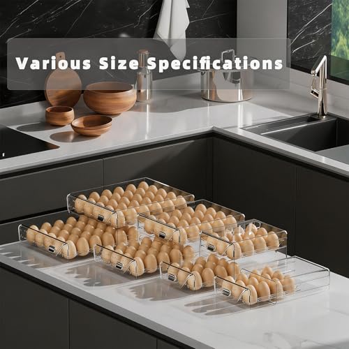 HIYOHIYO Clear 60 Grid Egg Organizer for Refrigerator with Drawers, 2-Tier | Large Capacity with Time Scale Marking | Sturdy Egg Storage for Fridge | Stackable Eggs Container for Fridge and Countertop - size: 60 Grids-2 Layer