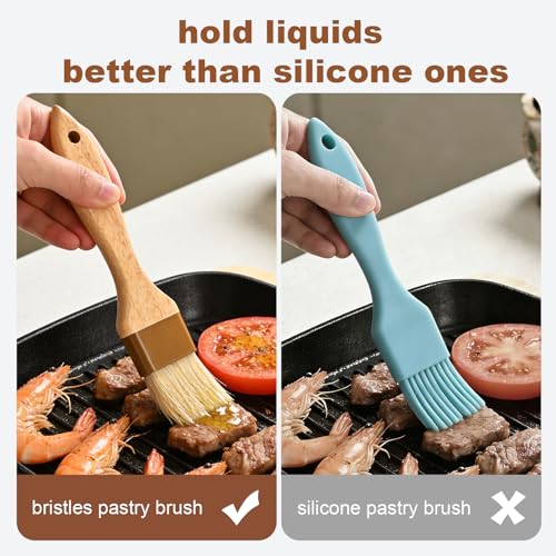 2 pcs Pastry Brush, Natural Bristle Basting Brush for Cooking and Baking, Premium BBQ Brushes for Butter, Oil, Egg, Sauce, Turkey, Marinade and Kitchen Food by SFIUYLB - color: 1inch & 1.5inches -- 2PCS