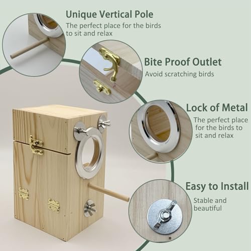 Parakeet Nesting Box Transparent Bird Nest Breeding Box with Perch | 4.72 X 4.72 X7.87 INCH inch Parrot Mating Box Wood Bird House Aviary for cage - size: 4.72 X7.87 X 4.72 INCH