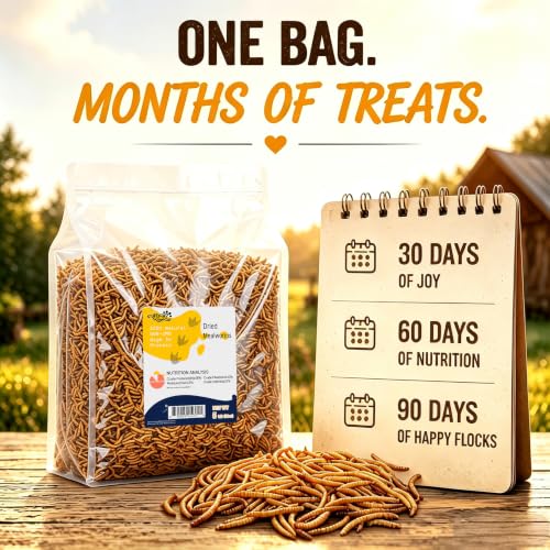 RANZ 5LB Dried Mealworms for Chickens, Ducks & Wild Birds, High Protein Treat - size: 5 Pound (Pack of 1)