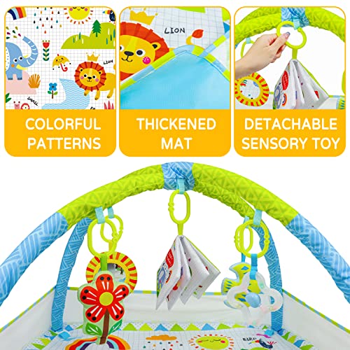 Dr.Rapeti Baby Play Mat, Baby Play Gym, Playmat & Floor Gyms, Baby Ball Pit | 32x32inches Activity Gym Mat, Play Mat with Play Arch, Thick Non Toxic Playmats, Sensory Exploration Motor Skill Development - size: 32*32inch