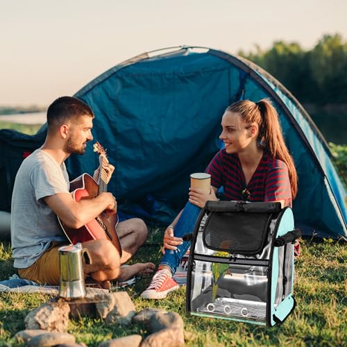 Bird Carrier Bag with Indestructible Stainless Steel Mesh, Bird Travel Cage with Stand, Easy to Clean Backpack for Parrot, Portable Bird Travel Bag, Green - color: Green