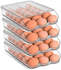 Sooyee 4 Layer Rolling Egg Container for Refrigerator, Clear, 11.2"L x 8.5"W x 2.76"H - size: 4 Layer