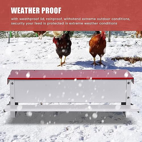 15lb Automatic Chicken Feeder Rat Proof for Duck | Large Treadle Poultry Feeder with Rainproof Lid, Solid Metal Material, No Waste Design, Keeping Feed Dry
