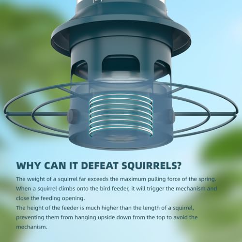 Metal Squirrel Proof Bird Feeders for Outdoors Hanging 4.0 LB Large Capacity,Easily Beat Squirrels,Easy to Clean and Fill,Waterproof,Attracting Finch,Cardinal,Chickadee and More - size: 4.0 lb