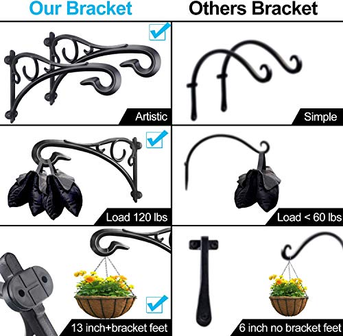Hanging Plant Bracket,Heavy Duty Artistic Garden Hook (13 Inches/2 Pack) Thicker More Durable Rust-Resistant, for Hanging Bird Feeders,Lanterns,Potted,Outdoor Indoor Brackets Hooks