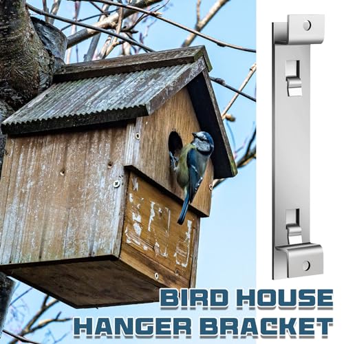 Blulu 4 Sets Bird House Hanger Bracket Stable Rust Proof Galvanized Steel Mounting Bracket for Securing Bird Houses Nesting Boxes Feeders, Quickly Remove for Cleaning (Silver) - color: Silver