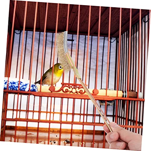 ibasenice 1set Bird Cage Cleaning Brush Steel and Copper Cage Supplies Extra Handle for Easy Cleaning of Bird Droppings Essential Tool - size: 24X3X2CM
