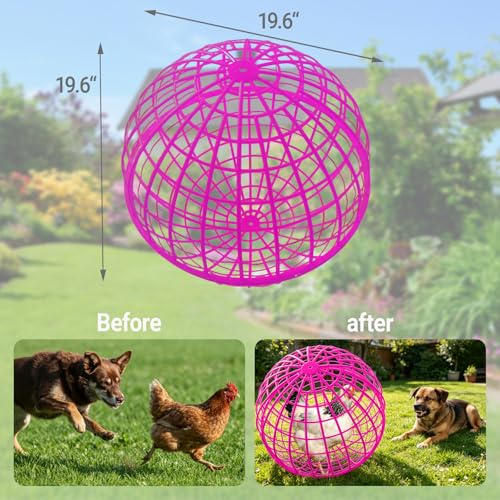 19.6" Movable Ball-Shaped Animals & Poultry Cages,Pet Safe Walking Net, Farm Courtyard Outdoor Accessible Rolling Rabbit Duck Hutch Chicken Coop,Preventing Dog Bites Trampled by Horse - color: Rose Pink