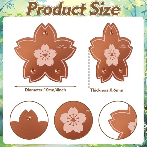 2 Pcs Copper Bird Bath Disc, Solid Copper Disk for Bird Bath, Flower-Shaped Bird Bath Copper Disk, Natural Water Purifier for Outside Bird Bath All-Season, Backyard Garden Decor - color: Flower