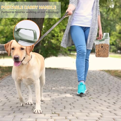 Pet Food Storage Container with Measuring Cup and Pour Spout - Airtight, Leakproof, Portable Cat Food Dispenser - Green - color: GREEN CAT