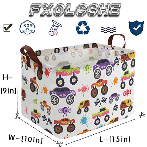 Rectangular storage Basket with Handles Basket,Cute Pattern Storage Bin,Kids Toy Bin Foldable Nursery Laundry Basket for Kids(Racing car) - color: Racing car