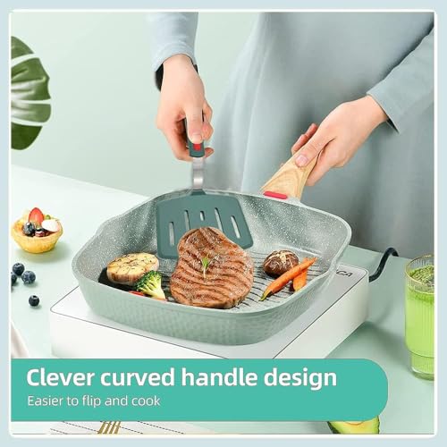 Silicone Spatula Turner, Omelette Egg Spatula Heat Resistant, Extra Wide Slotted Spatula for Cooking, Pancake Fish Spatulas Flipper for Nonstick Cookware Pan 600°F for Kitchen Use (Green) - color: Green