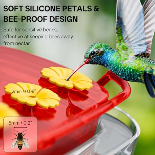 2 Pack Window Hummingbird Feeder with Strong Suction Cup, Plastic Hummingbird Feeders for Outdoors, Built-in Moat,Easy to Clean and Refil (10oz) (2, Red) - color: Red, size: 2 Pack